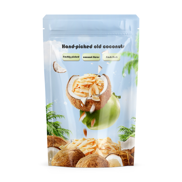 Custom Printed Plastic Stand up Pouch Recyclable Aluminum Material Recyclable Coconut Slices Dried Fruits Packaging Food Bag