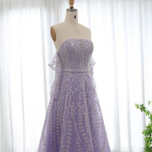 Jancember LSZ462 Elegant Lilac Boat Neck Belt A-line Evening Prom Gowns - Product Image 5