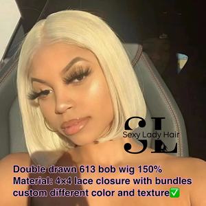 Peluca de cabello humano con cierre de encaje transparente, pelo rubio 613, hd - Product Image 6