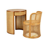 Ensemble de coiffeuse haut de gamme moderne en rotin et osier, personnalisé, avec miroir et rangement, pour bureau à domicile, chambre d'enfant, salon et institut de beauté