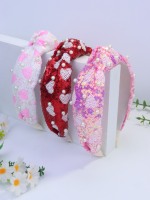 Bandeau à cheveux en forme de cœur avec nœud à paillettes et motif cœur brillant, accessoire de cheveux festif et mignon pour mariage, adapté aux femmes, taille 3 cm