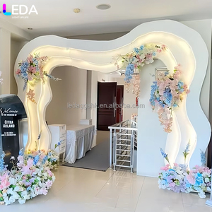 LEDA Modern White Wave LED Arch <b>Backdrop</b> Acrylic Wedding Entrance for <b>Party</b> Events Decor - Product Image 1