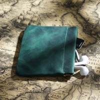 Dompet kartu kulit asli biji penuh garis Data gaya Vintage desain kecil dompet koin kulit murni kuda gila pria