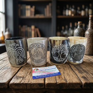Verre artisanal écologique poli de couleur naturelle, style antique, en corne de buffle pour boire de la miad, par Taqi Craft - Product Image 1