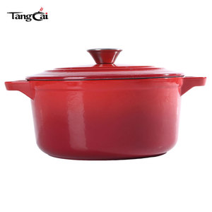 <span class=keywords><strong>Cocotte</strong></span> <span class=keywords><strong>en</strong></span> <span class=keywords><strong>fonte</strong></span> robuste de 24 cm avec couvercle rouge et doubles poignées, pot à ragoût émaillé compatible avec toutes les cuisinières - Product Image 3