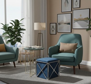 Vente en gros usine : Tabourets et repose-pieds modernes rembourrés pour salon, chambre, appartement et hôtel - Product Image 3