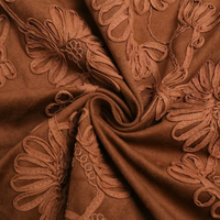 Tissu en daim brodé à cordon enroulé pour vêtements, sacs, oreillers et rembourrage de canapé