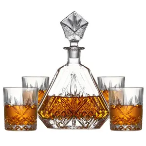 Whiskey Cognac Decanter Set with 6-Piece Crystal Whiskey Glasses Set Mens Gift Premium Liquor
