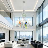 Lustre en cristal de verre de Murano de luxe avec décor de perroquet, luminaire suspendu pour hall d'hôtel, grand foyer