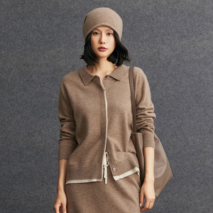 Cárdigan con Cuello Polo para <span class=keywords><strong>Mujer</strong></span>, Mezcla de Lana de Cachemira Suave, Informal para Otoño e Invierno, Top de Oficina - Product Image 4