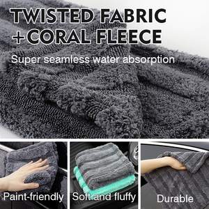 Serviette en microfibre de haute qualité à boucles torsadées rayées en corail, super absorbante, séchage rapide, pour le <span class=keywords><strong>lavage</strong></span> de <span class=keywords><strong>voiture</strong></span> - Product Image 4