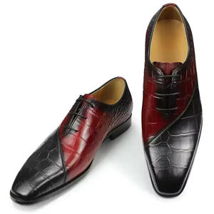 Retro wedding shoes handcrafted pointed toe black Oxford luxurious designer, outdoor party Men's leather Dress Shoes&Oxfords - Product Image 2