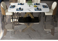 Ensemble Moderne Nordique Table et Chaises de Salle à Manger, Meuble Créatif en Pierre Longue DIY pour Maison ou Hôtel