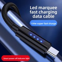 Câble de données en nylon à charge ultra-rapide 120W Marquee Luminous pour téléphones mobiles 8-14 (Type-C/)