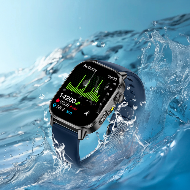 ET571 Smart Watch With Flashlight ECG Blood Pressure Heart Rate Health Monitor 2.0" Full Touch Screen IP68 Waterproof Smartwatch