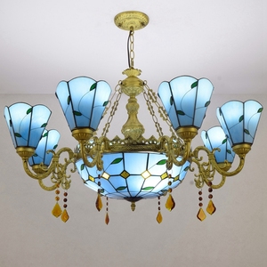 European Modern Mediterranean Blue Decorative Crystal <strong>Chandelier</strong> <strong>Tiffany</strong> Pendant Light Kitchen bar Dining Room <strong>Chandelier</strong> - Product Image 3