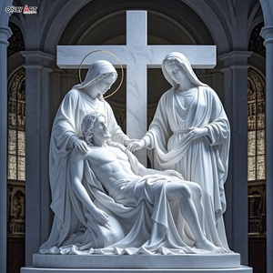 Religión Católica Cristiana piedra grande tallada decimotercera estación cuerpo de Jesús abajo de la Cruz mármol blanco Jesús 14 estación estatua - Product Image 2