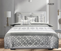 Ensemble de literie à rayures géométriques grises, ensemble de housse de couette brodée, 6 pièces pour chambre à coucher