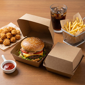 Bol jetable et boîte à hamburger en papier kraft, vendus séparément pour le bol et ensembles pour l'emballage, pour les fêtes quotidiennes ou les magasins d'alimentation - Product Image 2
