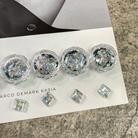 Paillettes uv pour ongles, 6 couleurs, brillantes, argentées, pour laser, de forme ronde, mélangées