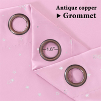 Rideaux occultants thermiques roses pour filles et enfants, imprimés étoiles, avec œillets, 100 % polyester, pour chambre d'enfant, 52 pouces