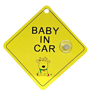 Letrero de Advertencia Cuadrado de Aluminio para Sublimación RubySub, Letrero para Auto con Ventosa 'Niño en el Auto' - Product Image 1