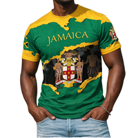 T-shirt décontracté tissé pour homme, imprimé numérique, anti-plis, séchage rapide, pour la fête de l'Indépendance jamaïcaine 2026 – Vente en gros
