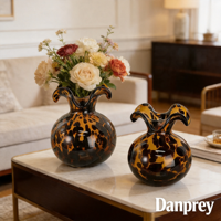 Vase en verre vintage à imprimé écaille de tortue et léopard, vases décoratifs pour la décoration de la maison et du salon