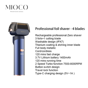 MIOCO M7121 Afeitadora eléctrica inalámbrica <span class=keywords><strong>profesional</strong></span> Zero Shave 3 láminas IPX7 resistente al agua 8500rpm Travel Lock Face - Product Image 3