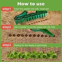 Outil pratique et rapide pour la plantation de légumes : creuser des trous, semer et ameublir la terre, avec fonction d'espacement des semis pour le jardinage