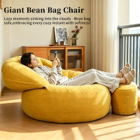 Bestseller: Komprimierter Sitzsack-Sofa mit Fußstützen, Lounge-Sessel, Wohnzimmer-Stuhlsets mit Memory-Schaum, Bequeme Lese-Couch