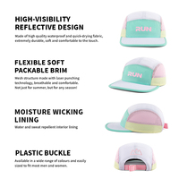 Casquettes de course non structurées avec logo réfléchissant personnalisé Casquette à 5 panneaux en polyester respirant pour sport de plein air camping-car