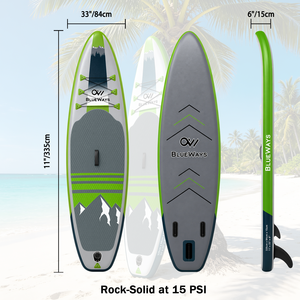 Planche à pagaie <span class=keywords><strong>gonflable</strong></span> tactique 11' Expedition, 33 pouces de large, résistante, vert olive, 6 pouces d'épaisseur, pour lac en zone isolée - Product Image 5