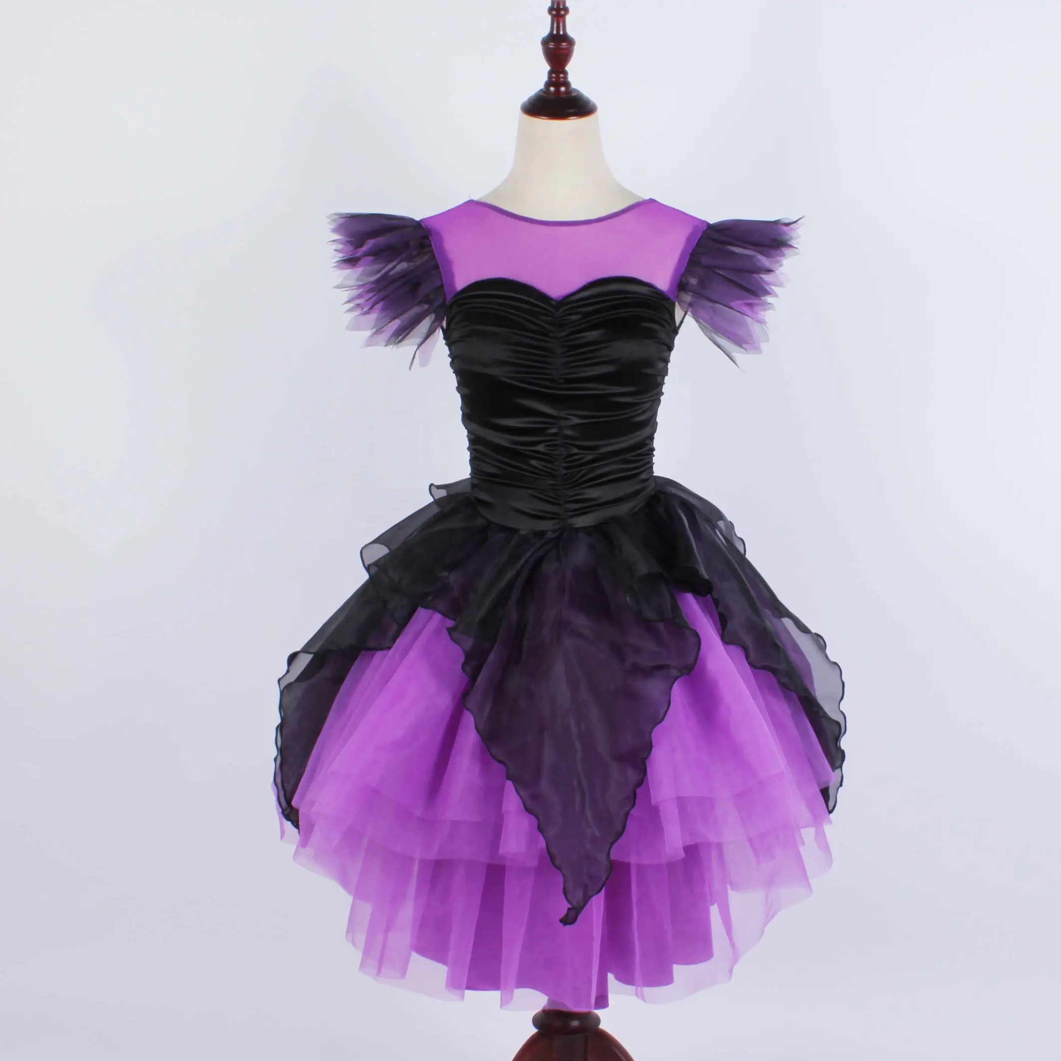 Черно-фиолетовое платье принцессы для девочек злодей ролевые танцевальные костюмы для Хэллоуина сценический танцевальный костюм