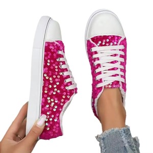 Single Shoes - 2026 Autumn New Style Fashionable <b>Round</b>-toe Flat Lace-up Sequined Casual Shoes - Product Image 5