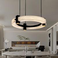 Lustre LED en albâtre de style moderne minimaliste espagnol, décoration de luxe pour la maison, villa, restaurant, cuisine, lampe suspendue en marbre