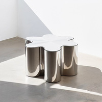 Table basse en acier inoxydable, style moderne minimaliste, forme irrégulière, meubles de salon sur mesure, usage polyvalent