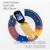 Mini Teléfono Móvil Dual SIM con Reproductor MP3/MP4, Desbloqueo por Botón, Linterna, Diseño de Auto, Súper Pequeño, Pantalla OLED