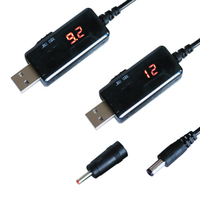Kabel pengisi daya USB ke DC 5.5/3.5 mm untuk modem router optik, meningkatkan tegangan dari 5V ke 9V 12V