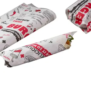 Custom Logo Printed PE Coated Deli Meat Hamburger Frie Burger Sandwich Wrap Wax Sheets Food Wrapping Greaseproof Paper Wax Paper