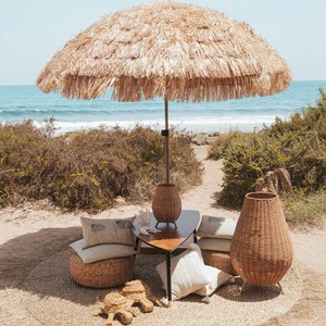 <span class=keywords><strong>Parasol</strong></span> de Jardin Extérieur Hawaïen en Tissu Polyester <span class=keywords><strong>avec</strong></span> Poteau en Acier, Style Tiki en Paille et Toile de Jute pour Plage - Product Image 1