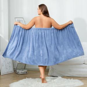 Albornoz de tubo de forro polar coral grueso para mujer, suave y absorbente, toalla de baño para el hogar, se puede usar como falda de baño envolvente, incluye falda de baño. - Product Image 5