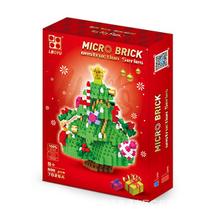 Mô hình quy mô 1:8 đồ chơi thu nhỏ Santa Claus xe trượt tuyết nai sừng tấm hạt nhỏ Khối quà tặng giáng sinh mới cho trẻ em Xây Dựng Bộ - Product Image 4