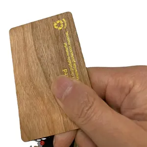 Kartu Bisnis kayu NFC 2024 MHz kustom 13.56 kartu kontrol akses RFID pintar tanpa sentuh