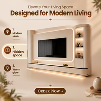 Meuble TV mural sur mesure de luxe intégré avec centre multimédia mat et vitrine LED pour aménagement de villa