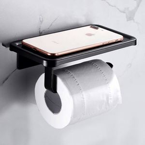 Porte-rouleau de papier toilette mural en aluminium noir pour cuisine et salle de sport, support de serviettes, porte-papier toilette de salle de bain, écologique, double barre - Product Image 6