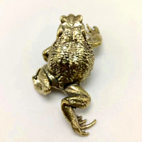 Figurine de crapaud doré en laiton faite à la main, statue de grenouille en cuivre antique, ornement de crapaud porte-bonheur chinois, décoration de plateau à thé, de table ou de bureau