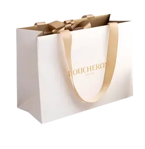 Cosmétiques imprimés de luxe, bijoux, mariage, boutique, shopping, petits sacs en papier personnalisés avec logo et poignées