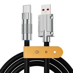 Sıcak satmak evrensel 120W 6A süper hızlı şarj tipi C USB veri kablosu serin hızlı Samsung için şarj kablosu S22 Huawei için