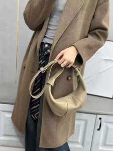 Sac à bandoulière en cuir véritable souple pour femmes, couleur unie, demi-lune, sacs à bandoulière fantaisie célèbres à la mode pour femmes, sac en cuir véritable - Product Image 5